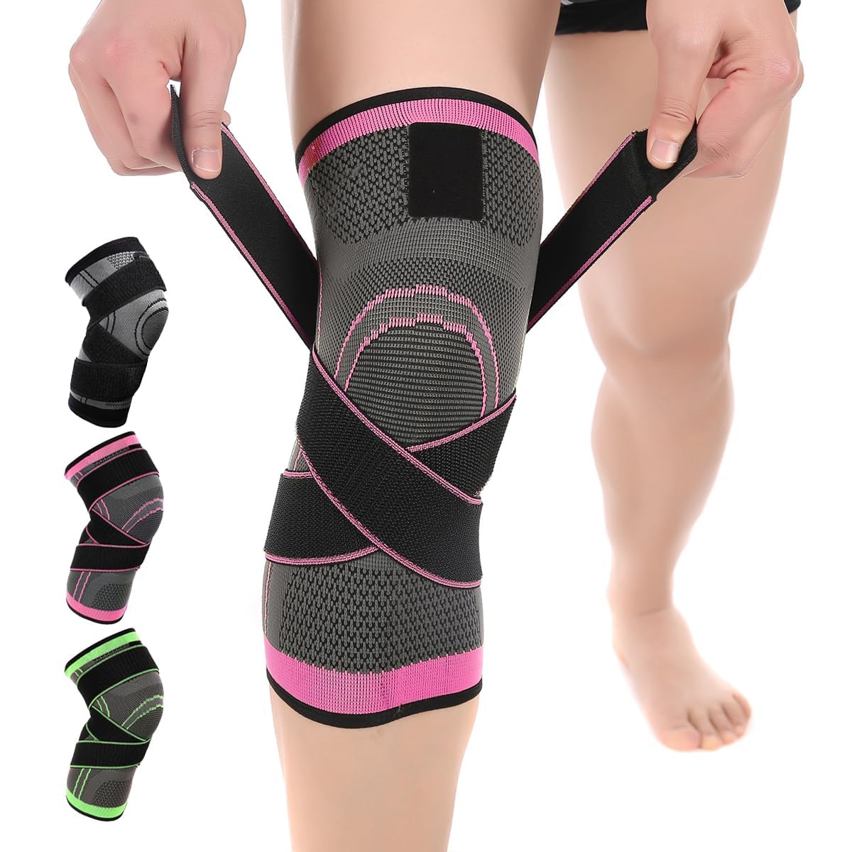 Knee Compression Sleeve with Strap – Pain Relief for Sports & Arthritis