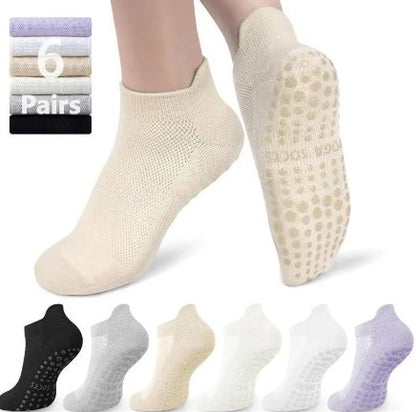 Pilates Non-Slip Grip Socks – Breathable Cotton Yoga & Fitness Socks